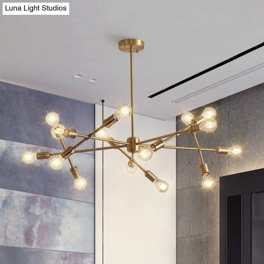 Postmodern Brass Crossed Line Pendant Chandelier - Stylish Metal Ceiling Light for Living Room