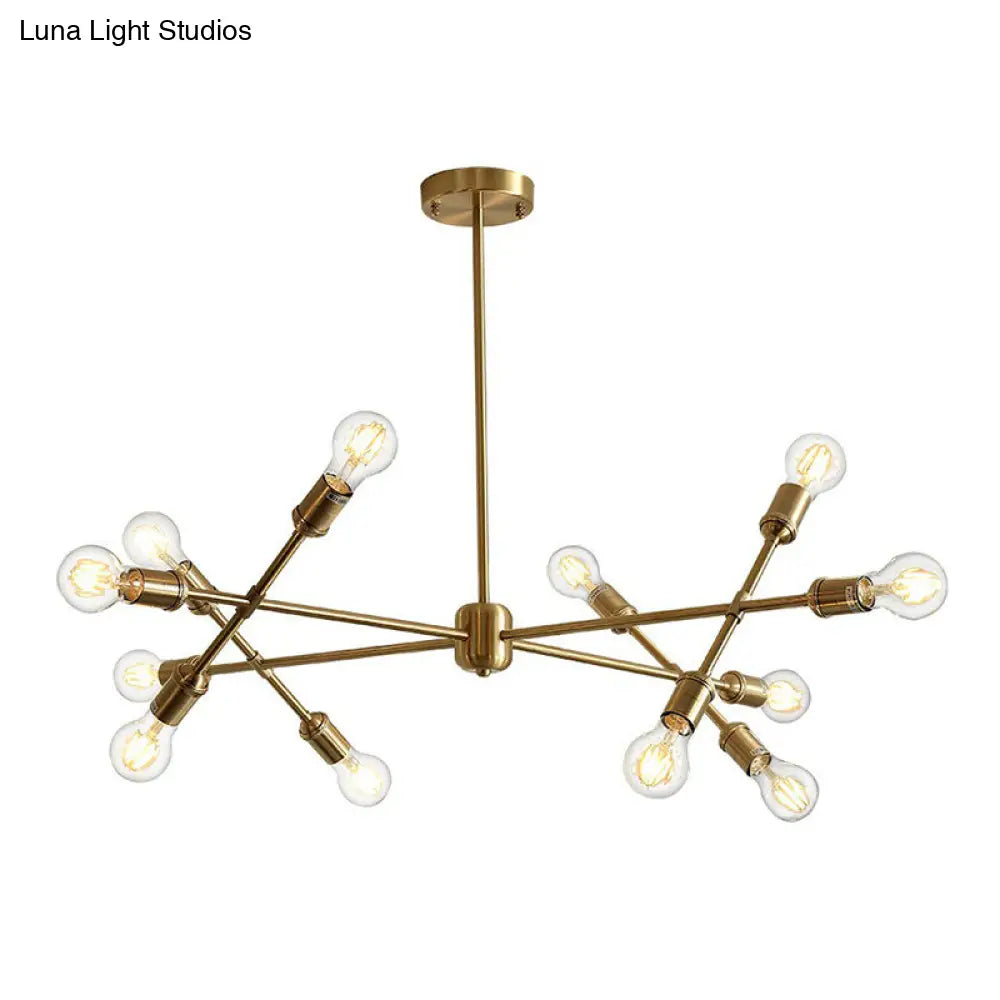 Postmodern Brass Crossed Line Pendant Chandelier - Stylish Metal Ceiling Light for Living Room