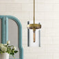 Postmodern Brass Cylinder Ceiling Pendant Light with Clear Glass