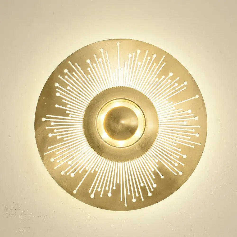 DecorBites™ DecorBites™ Postmodern Brass Disc Wall Sconce Lighting: Metal Wall Mounted Light for Bedroom