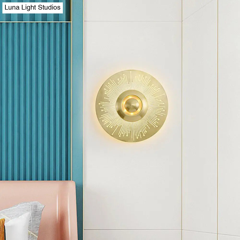 DecorBites™ DecorBites™ Postmodern Brass Disc Wall Sconce Lighting: Metal Wall Mounted Light for Bedroom