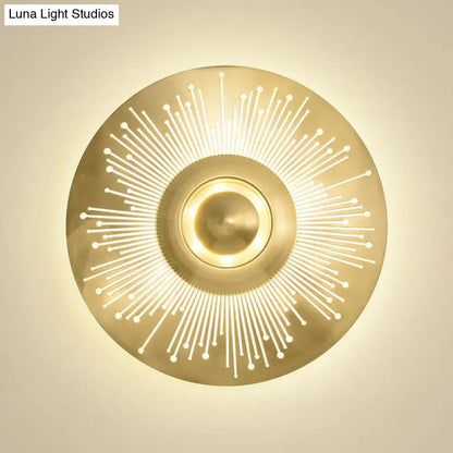 DecorBites™ DecorBites™ Postmodern Brass Disc Wall Sconce Lighting: Metal Wall Mounted Light for Bedroom
