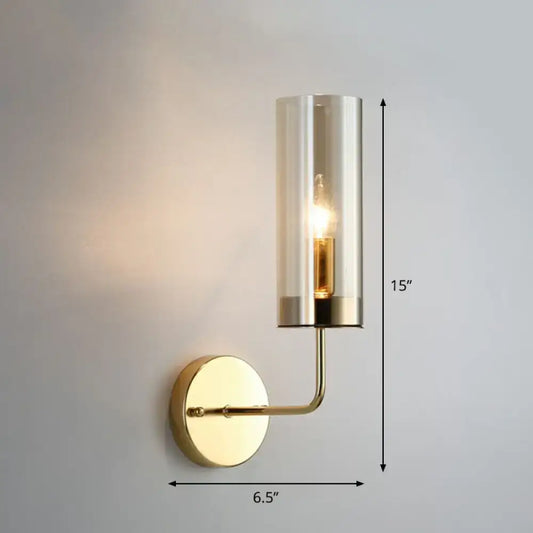 Postmodern brass finish wall lamp with a gold-toned curved arm and smoked glass shade for e12 e14 bulbs