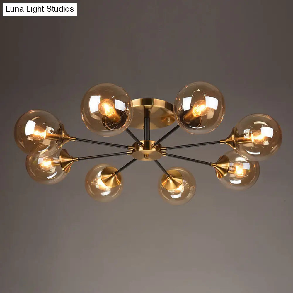 DecorBites™ DecorBites™ Postmodern Brass Flush Mount Light with Burst Design and Glass Ball for Living Room