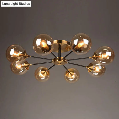 DecorBites™ DecorBites™ Postmodern Brass Flush Mount Light with Burst Design and Glass Ball for Living Room