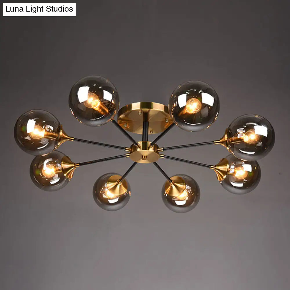 DecorBites™ DecorBites™ Postmodern Brass Flush Mount Light with Burst Design and Glass Ball for Living Room