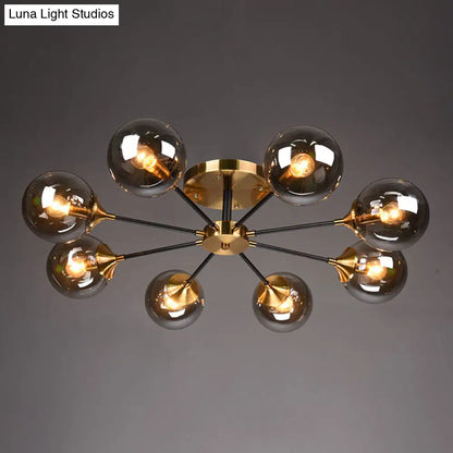 DecorBites™ DecorBites™ Postmodern Brass Flush Mount Light with Burst Design and Glass Ball for Living Room