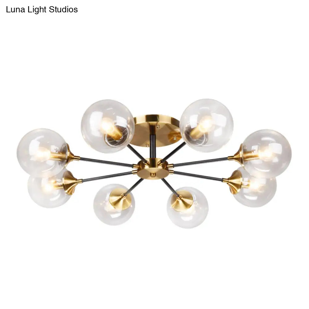 DecorBites™ DecorBites™ Postmodern Brass Flush Mount Light with Burst Design and Glass Ball for Living Room