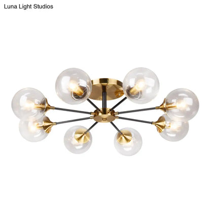DecorBites™ DecorBites™ Postmodern Brass Flush Mount Light with Burst Design and Glass Ball for Living Room