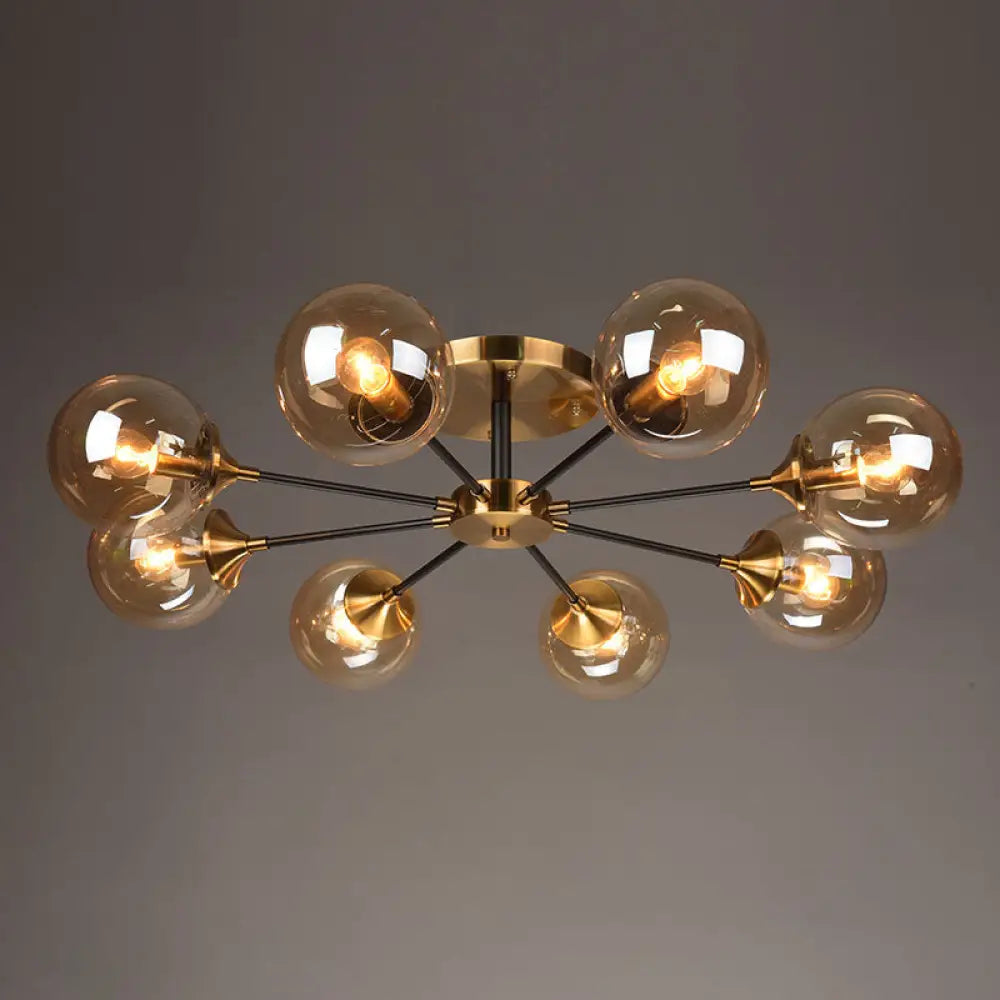 DecorBites™ DecorBites™ Postmodern Brass Flush Mount Light with Burst Design and Glass Ball for Living Room