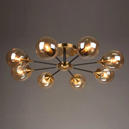 DecorBites™ DecorBites™ Postmodern Brass Flush Mount Light with Burst Design and Glass Ball for Living Room