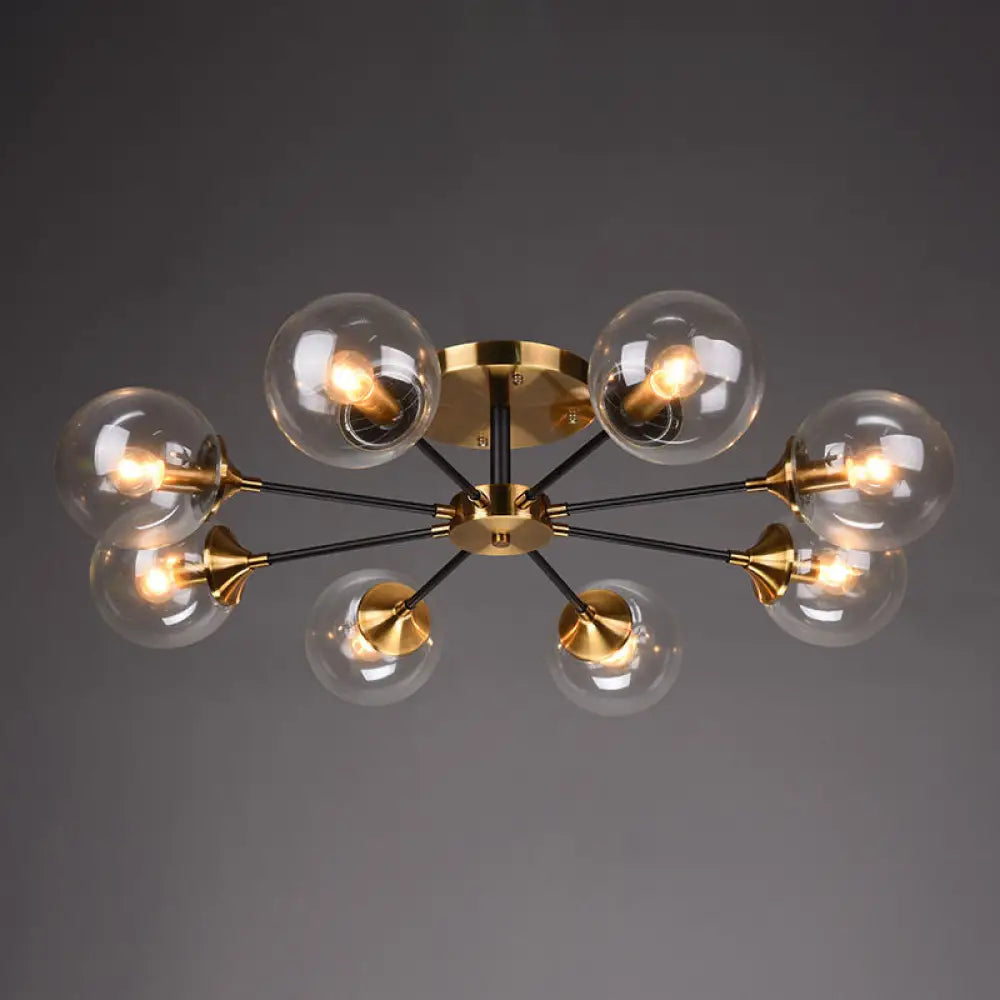 DecorBites™ DecorBites™ Postmodern Brass Flush Mount Light with Burst Design and Glass Ball for Living Room