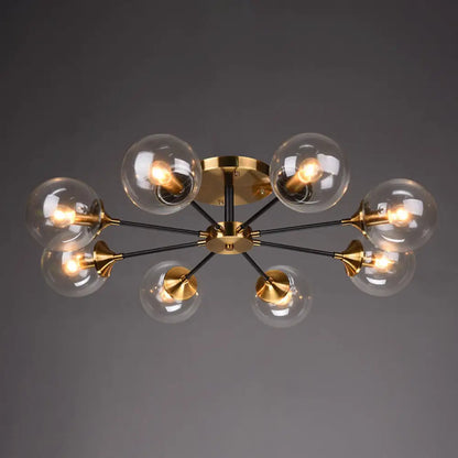 DecorBites™ DecorBites™ Postmodern Brass Flush Mount Light with Burst Design and Glass Ball for Living Room
