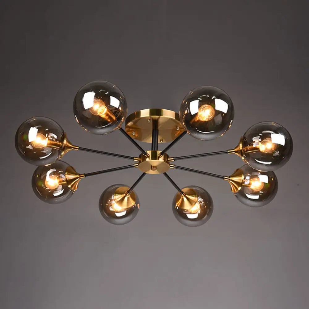 DecorBites™ DecorBites™ Postmodern Brass Flush Mount Light with Burst Design and Glass Ball for Living Room