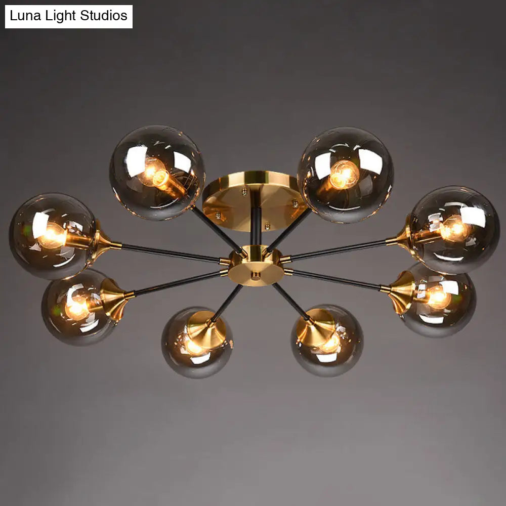 DecorBites™ DecorBites™ Postmodern Brass Flush Mount Light with Burst Design and Glass Ball for Living Room
