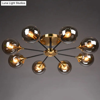 DecorBites™ DecorBites™ Postmodern Brass Flush Mount Light with Burst Design and Glass Ball for Living Room