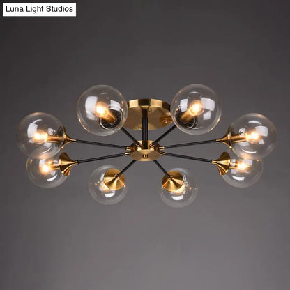 DecorBites™ DecorBites™ Postmodern Brass Flush Mount Light with Burst Design and Glass Ball for Living Room