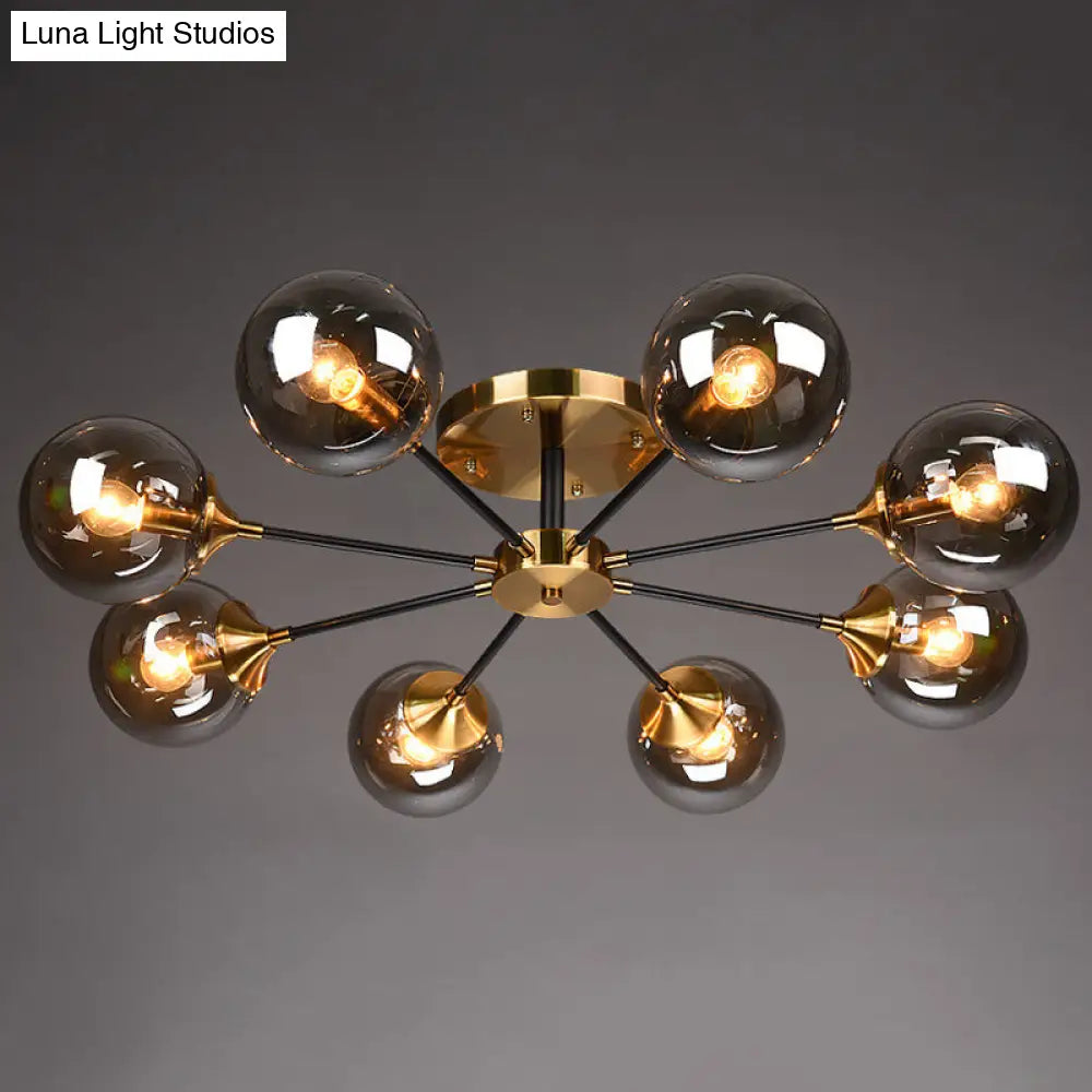 DecorBites™ DecorBites™ Postmodern Brass Flush Mount Light with Burst Design and Glass Ball for Living Room