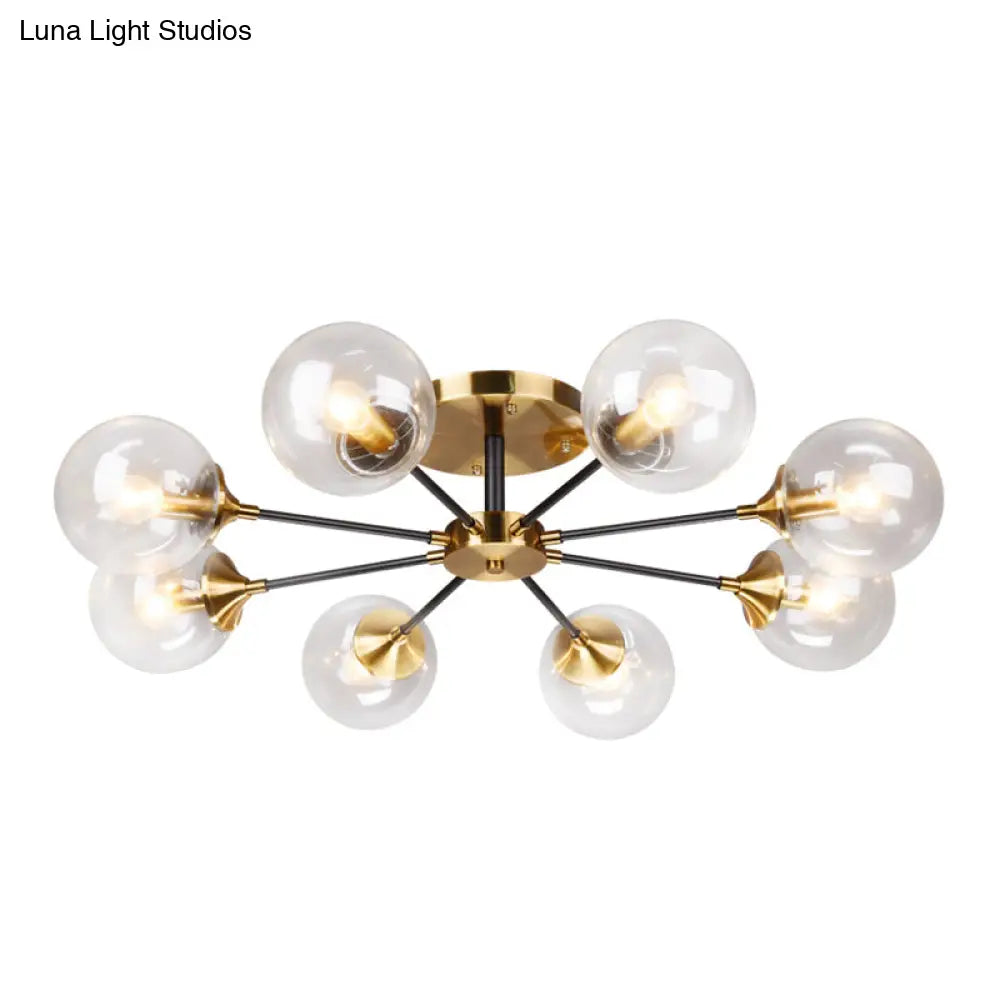 DecorBites™ DecorBites™ Postmodern Brass Flush Mount Light with Burst Design and Glass Ball for Living Room