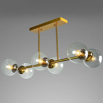 DecorBites™ Postmodern Brass Island Light with Globe Glass Shade: Stylish Metal Ceiling Fixture