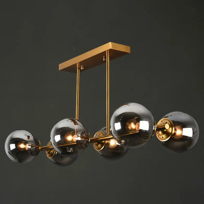 DecorBites™ Postmodern Brass Island Light with Globe Glass Shade: Stylish Metal Ceiling Fixture