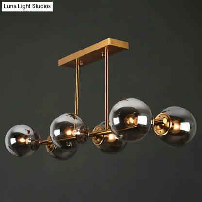 DecorBites™ Postmodern Brass Island Light with Globe Glass Shade: Stylish Metal Ceiling Fixture