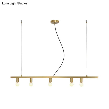 Lámpara de araña lineal de latón posmoderna con iluminación descendente - Lámpara colgante para mesa de comedor