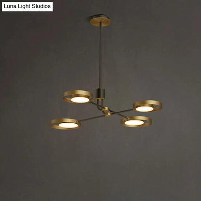 Postmodern Brass Molecular Hanging Lamp with LED, Metal Chandelier, and Acrylic Diffuser