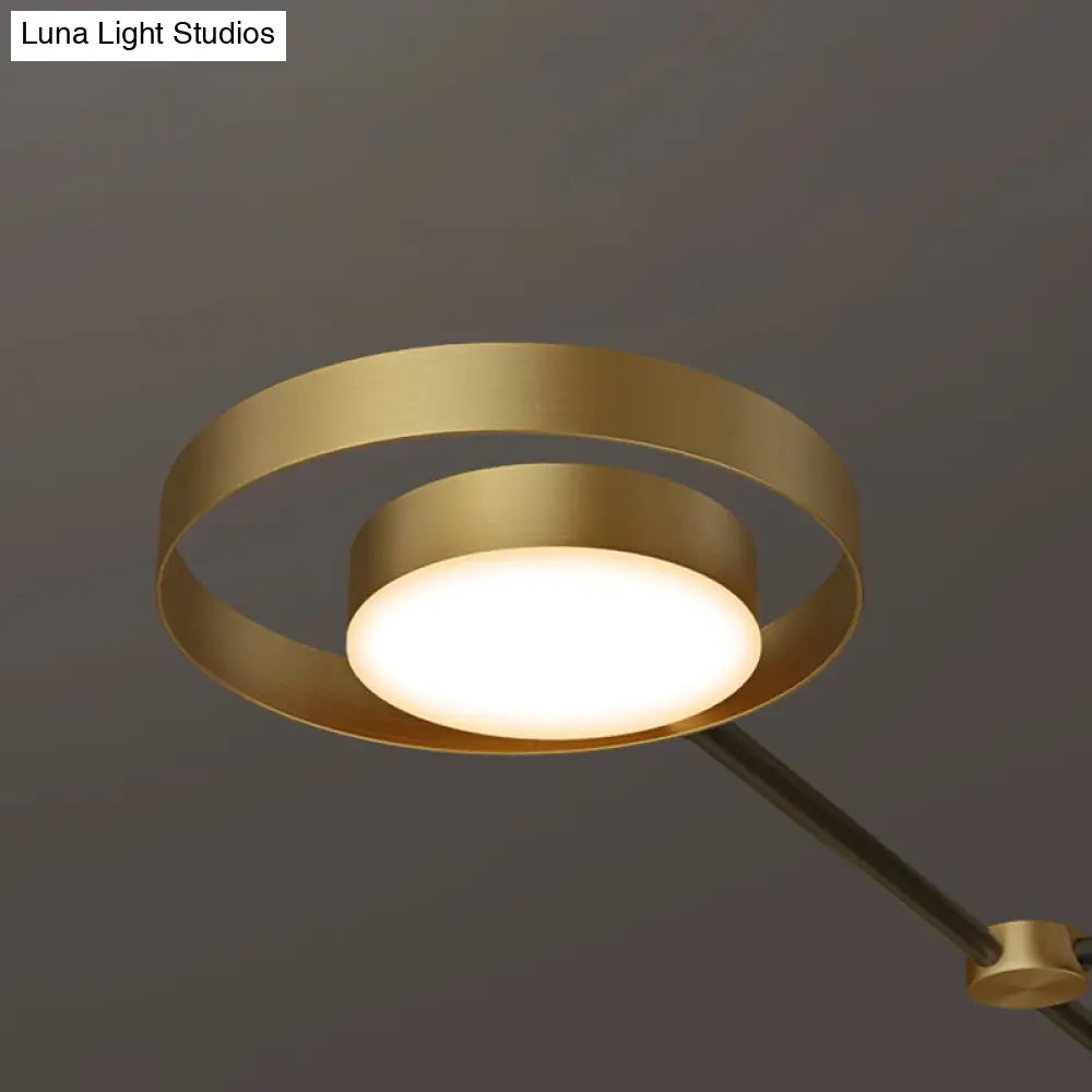 Postmodern Brass Molecular Hanging Lamp with LED, Metal Chandelier, and Acrylic Diffuser