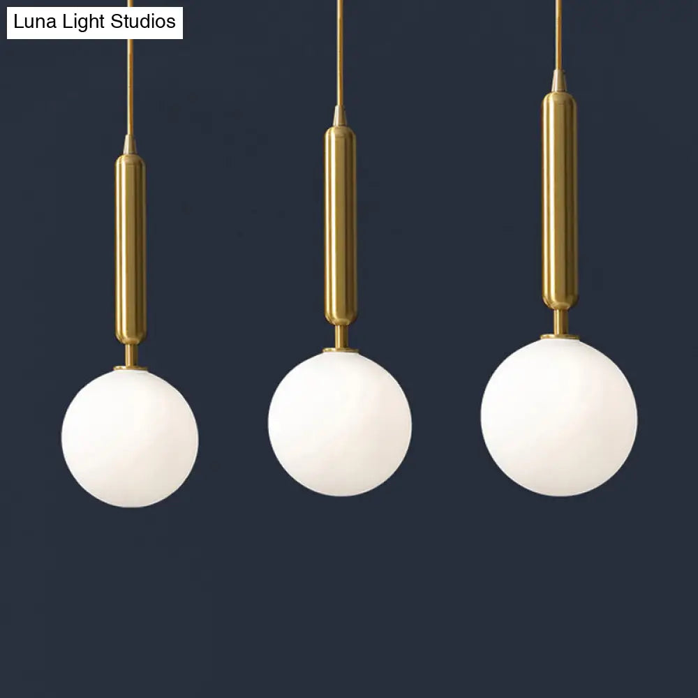 Postmodern Brass Pendant Ceiling Light with Ball Glass Shade - Ideal for Dining Rooms - 3 Lights