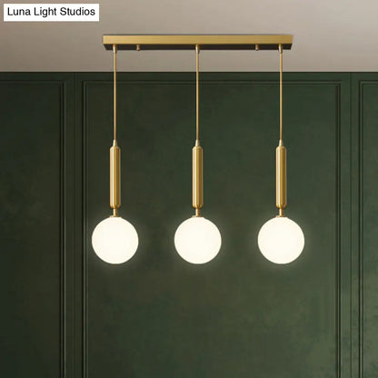 Postmodern Brass Pendant Ceiling Light with Ball Glass Shade - Ideal for Dining Rooms - 3 Lights