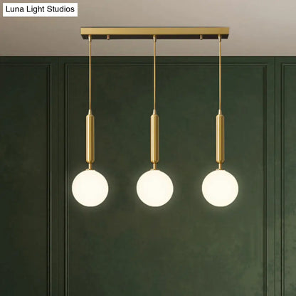 Postmodern Brass Pendant Ceiling Light with Ball Glass Shade - Ideal for Dining Rooms - 3 Lights