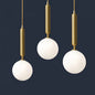 Postmodern Brass Pendant Ceiling Light with Ball Glass Shade - Ideal for Dining Rooms - 3 Lights