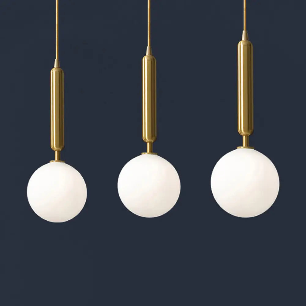 Postmodern Brass Pendant Ceiling Light with Ball Glass Shade - Ideal for Dining Rooms - 3 Lights