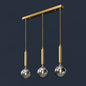 Postmodern Brass Pendant Ceiling Light with Ball Glass Shade - Ideal for Dining Rooms - 3 Lights