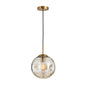 Postmodern Brass Pendant Lamp with Dimpled Glass Globe for Bedroom