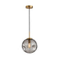 Postmodern Brass Pendant Lamp with Dimpled Glass Globe for Bedroom