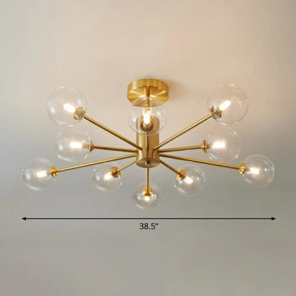 DecorBites™ DecorBites™ Postmodern Brass Radial Glass Chandelier Lamp for Living Room Lighting