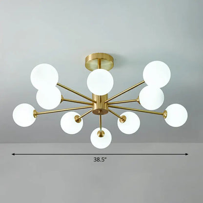 DecorBites™ DecorBites™ Postmodern Brass Radial Glass Chandelier Lamp for Living Room Lighting