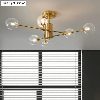 DecorBites™ DecorBites™ Postmodern Brass Radial Glass Chandelier Lamp for Living Room Lighting