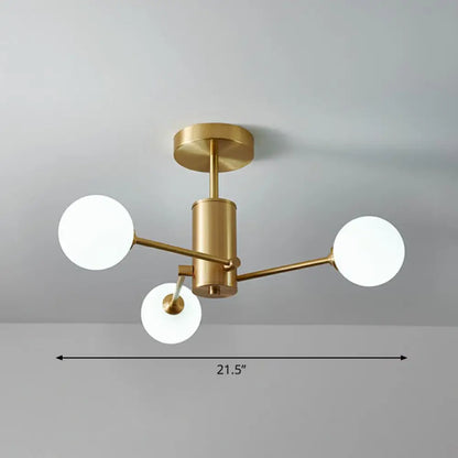 DecorBites™ DecorBites™ Postmodern Brass Radial Glass Chandelier Lamp for Living Room Lighting