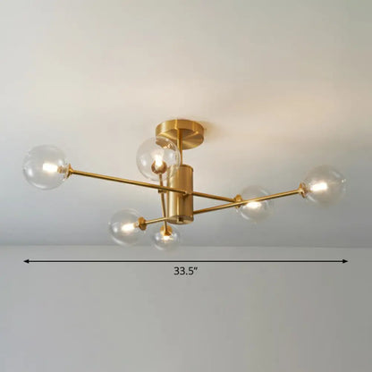 DecorBites™ DecorBites™ Postmodern Brass Radial Glass Chandelier Lamp for Living Room Lighting
