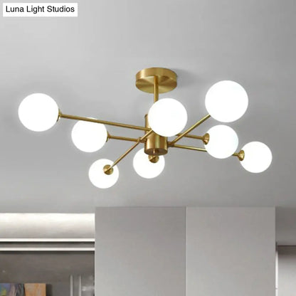 DecorBites™ DecorBites™ Postmodern Brass Radial Glass Chandelier Lamp for Living Room Lighting