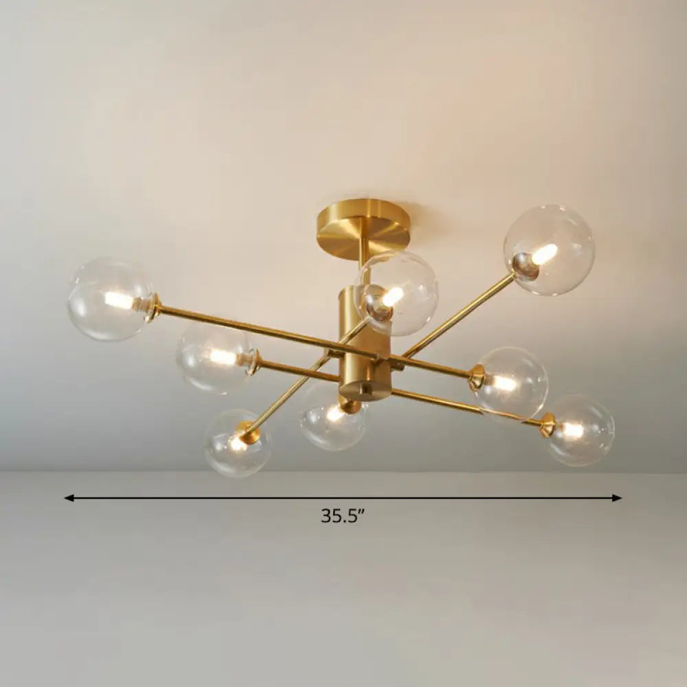 DecorBites™ DecorBites™ Postmodern Brass Radial Glass Chandelier Lamp for Living Room Lighting
