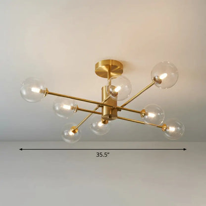 DecorBites™ DecorBites™ Postmodern Brass Radial Glass Chandelier Lamp for Living Room Lighting