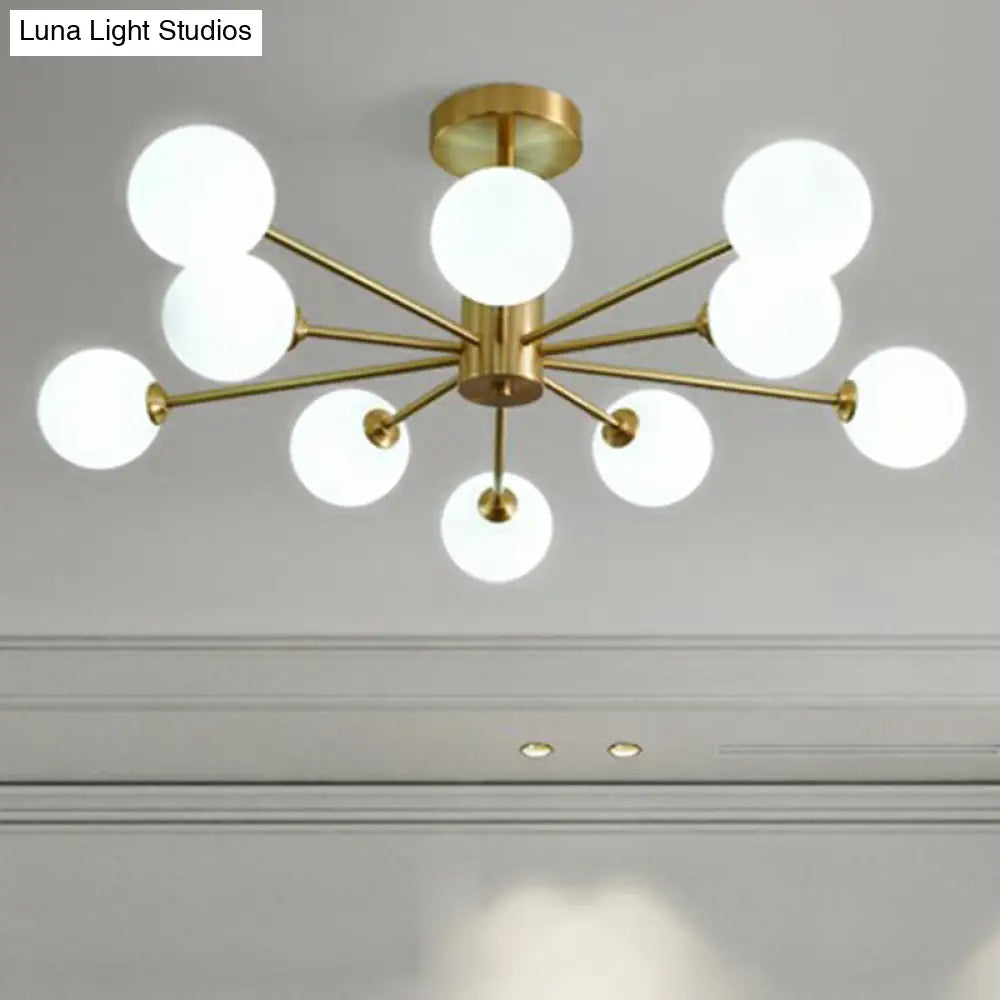 DecorBites™ DecorBites™ Postmodern Brass Radial Glass Chandelier Lamp for Living Room Lighting