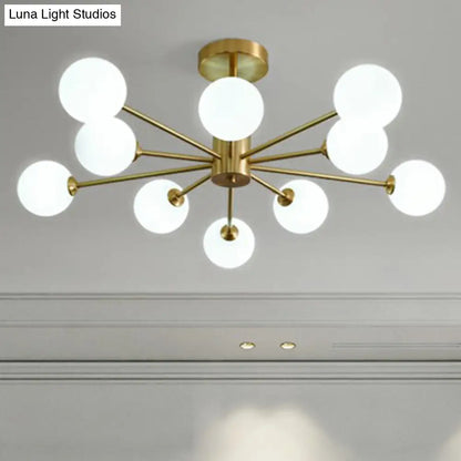 DecorBites™ DecorBites™ Postmodern Brass Radial Glass Chandelier Lamp for Living Room Lighting