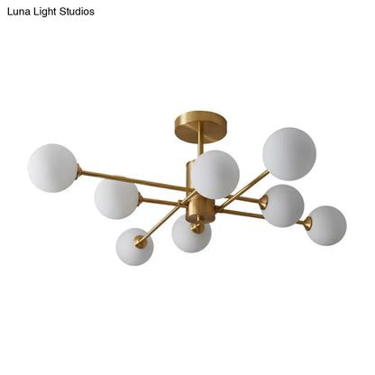 DecorBites™ DecorBites™ Postmodern Brass Radial Glass Chandelier Lamp for Living Room Lighting