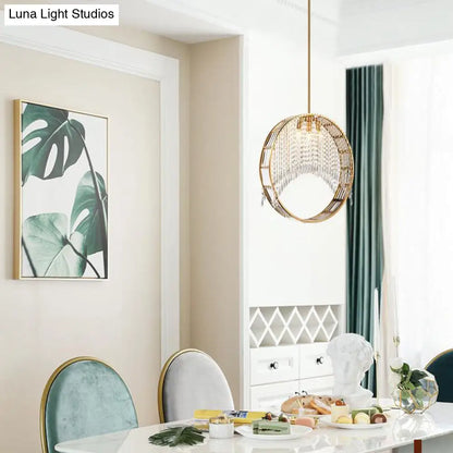 Lámpara de techo de aro de latón posmoderno - Lámpara colgante de cristal de 3 cabezas