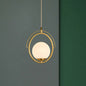 Postmodern Brass Ring Ceiling Light with Globe Glass Shade